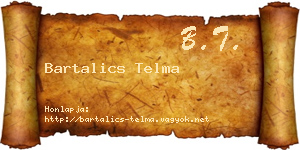 Bartalics Telma névjegykártya
